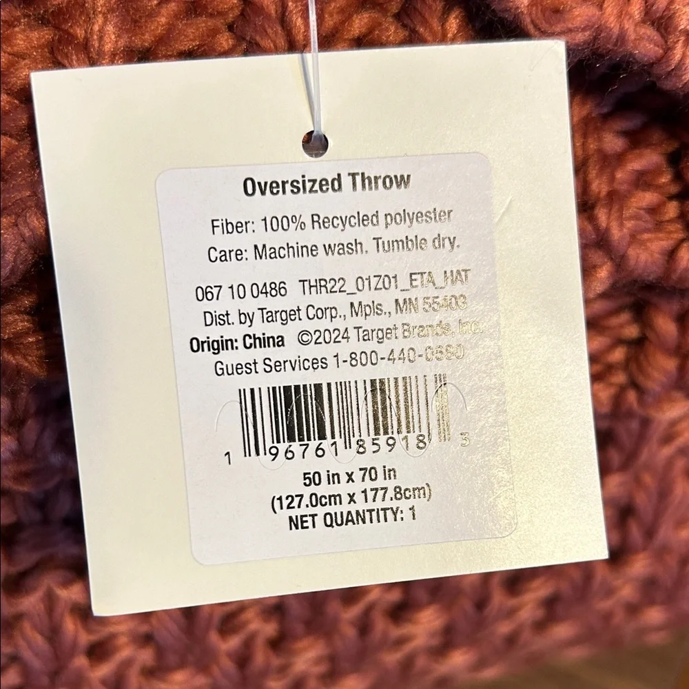Threshold Knit Blanket in Warm Rust - Picture 3 of 7